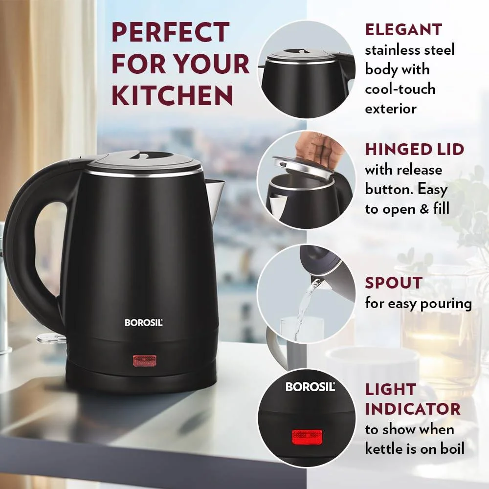 Borosil 1.2L 1350W Cooltouch Multipurpose Electric Kettle - Image 6